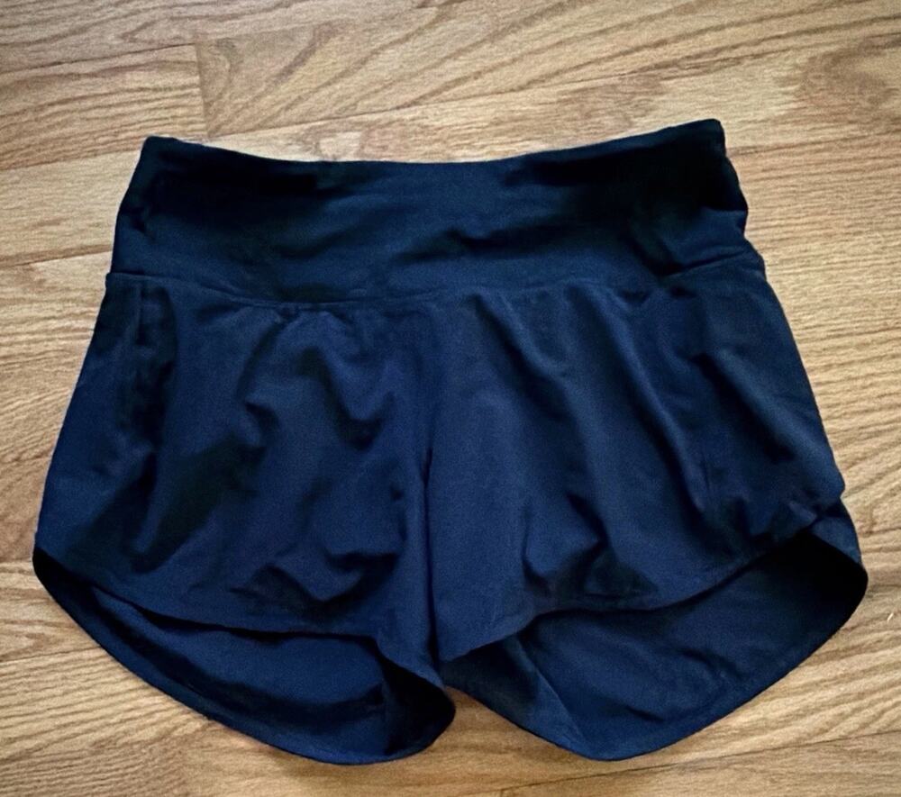 Lululemon Women's Black Lightweight Running Shorts Zip Closure Tall size 4